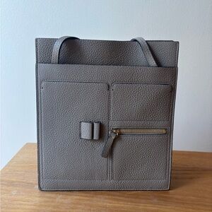 Elegant Gray Leather Briefcase
